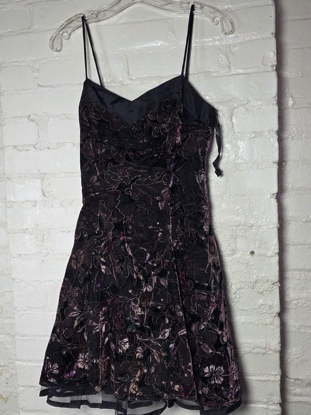 Steppin' Out Black and Purple Floral Velvet High-Low Dress